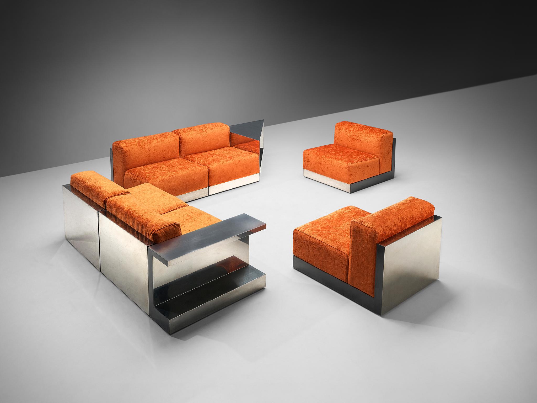 Cinova Modular Sofa in Velvet and Chrome In Good Condition In Waalwijk, NL