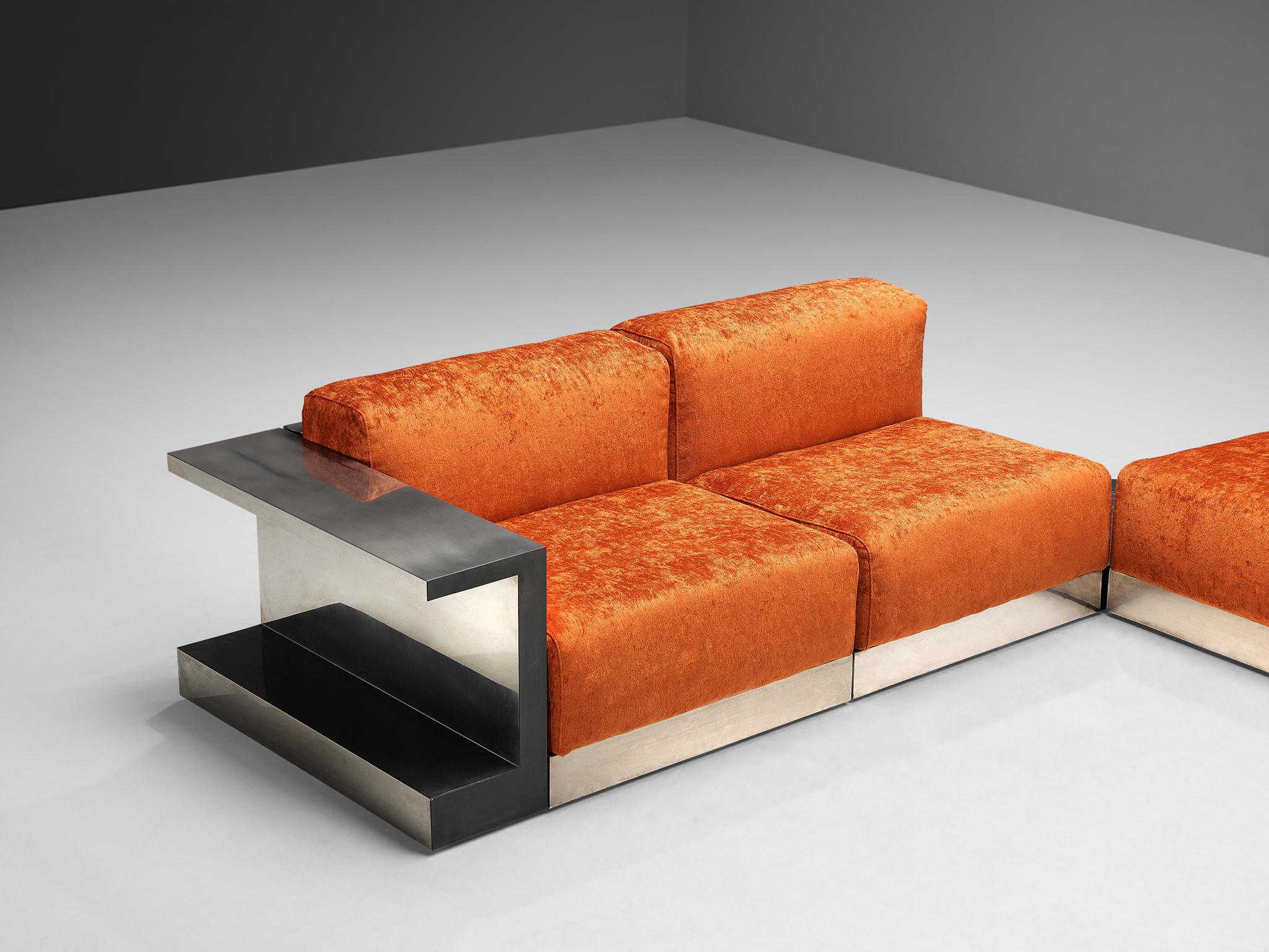 Metal Cinova Modular Sofa in Velvet and Chrome