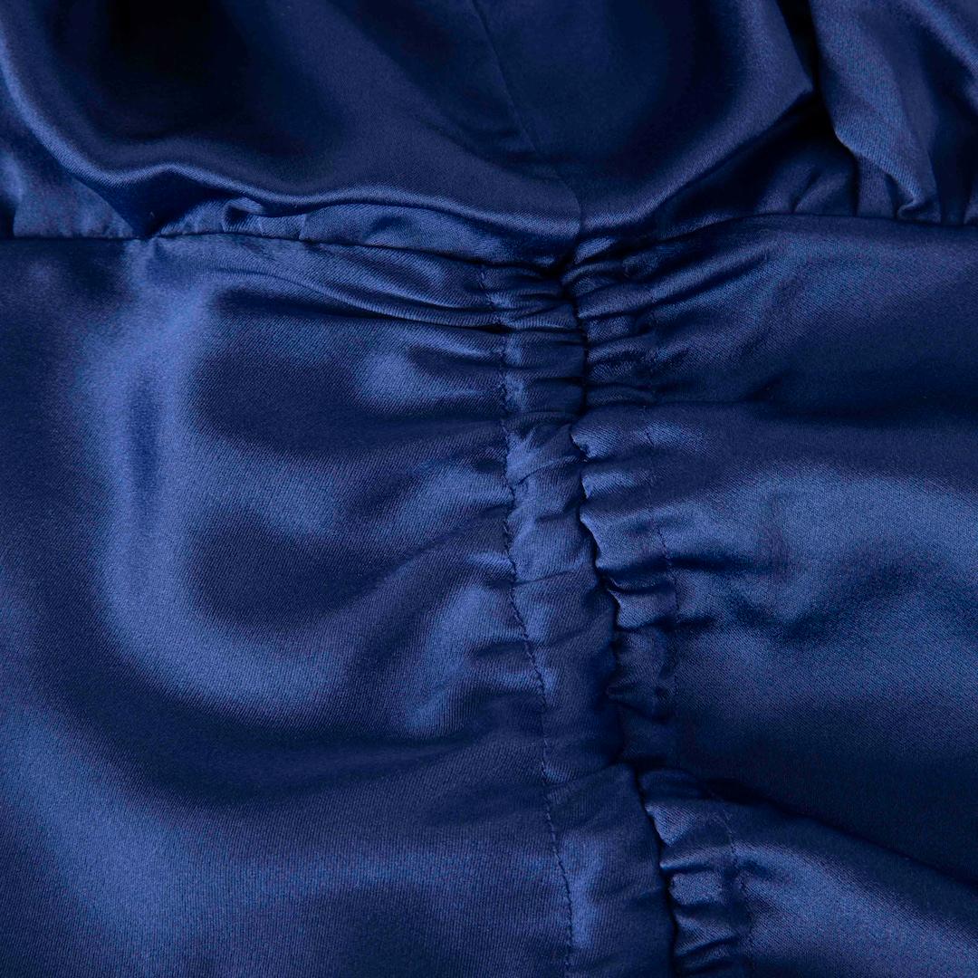 Cinq à Sept Blue Silk Ruched Midi Dress Size M In Good Condition For Sale In London, GB