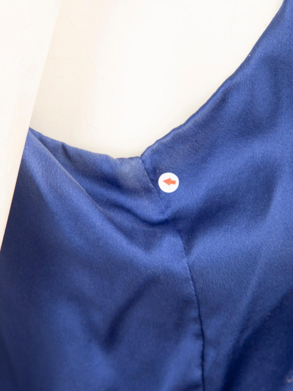 Cinq à Sept Blue Silk Ruched Midi Dress Size M For Sale 1