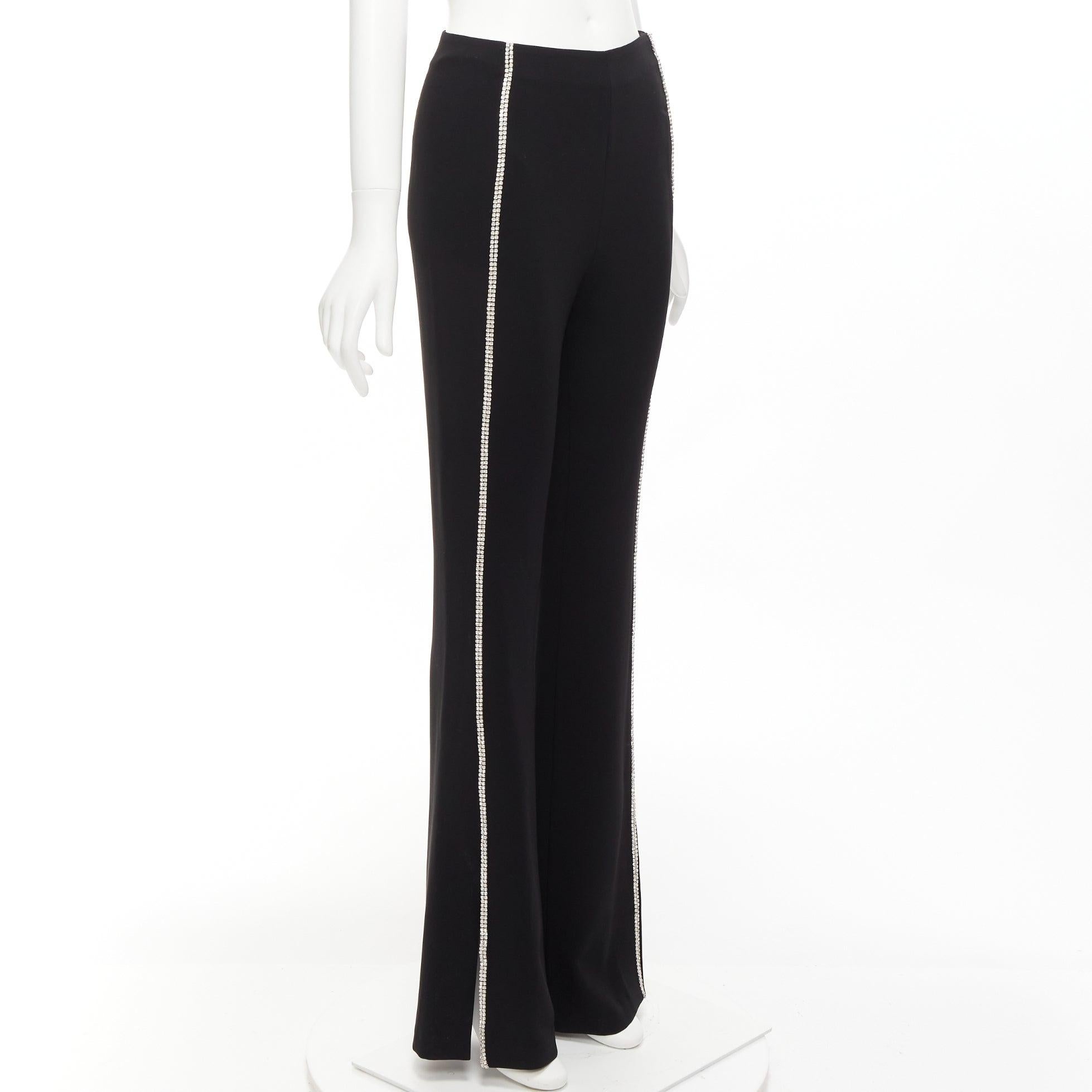 CINQ A SEPT clear strass crystal trim black high waisted flare slit pants US0 XS
Reference: AAWC/A00979
Brand: Cinq a Sept
Material: Triacetate, Blend
Color: Black, Clear
Pattern: Crystals
Closure: Zip
Extra Details: Side zip.
Made in: