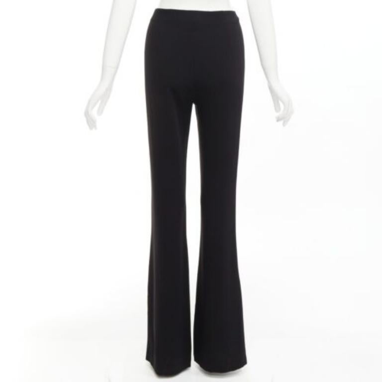 Women's CINQ A SEPT clear strass crystal trim black high waisted flare slit pants US0 XS For Sale