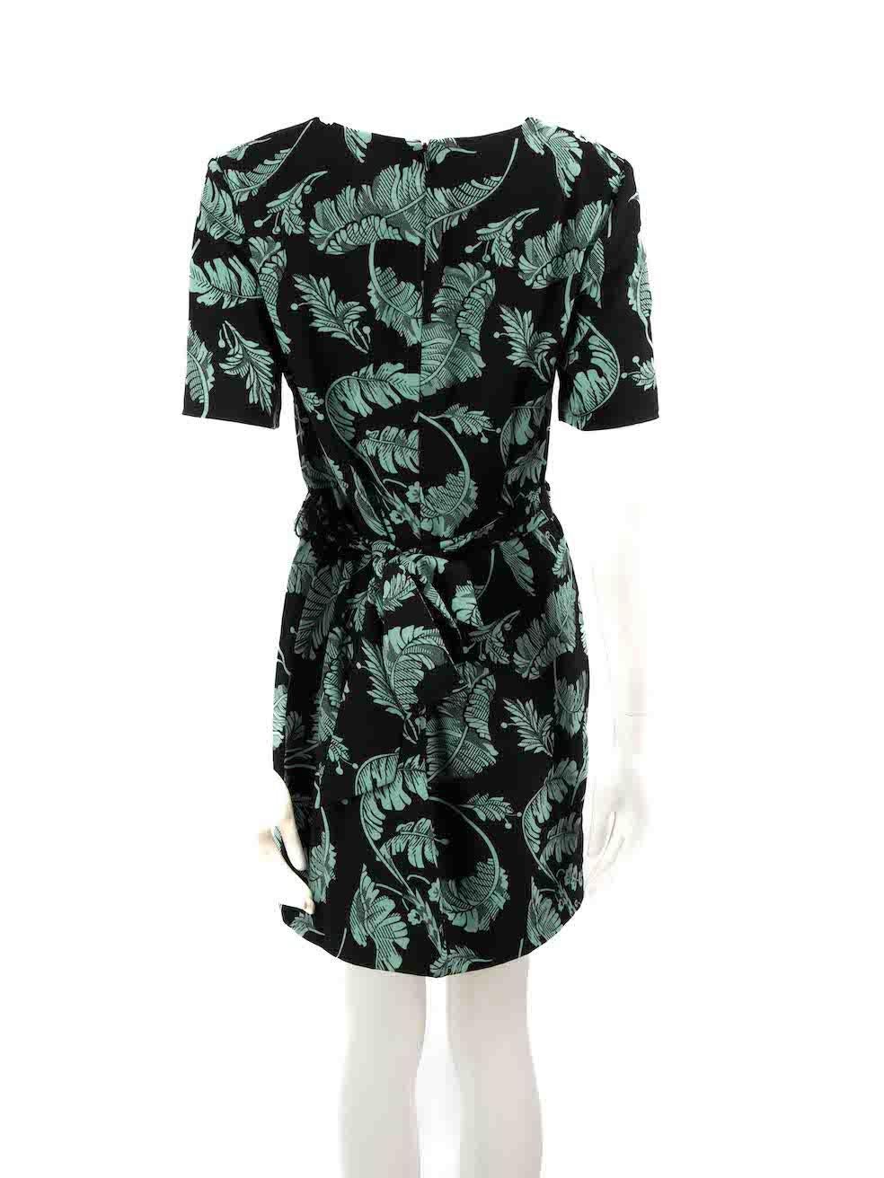 Black Cinq à Sept Leaf Pattern Mini Dress Size L For Sale