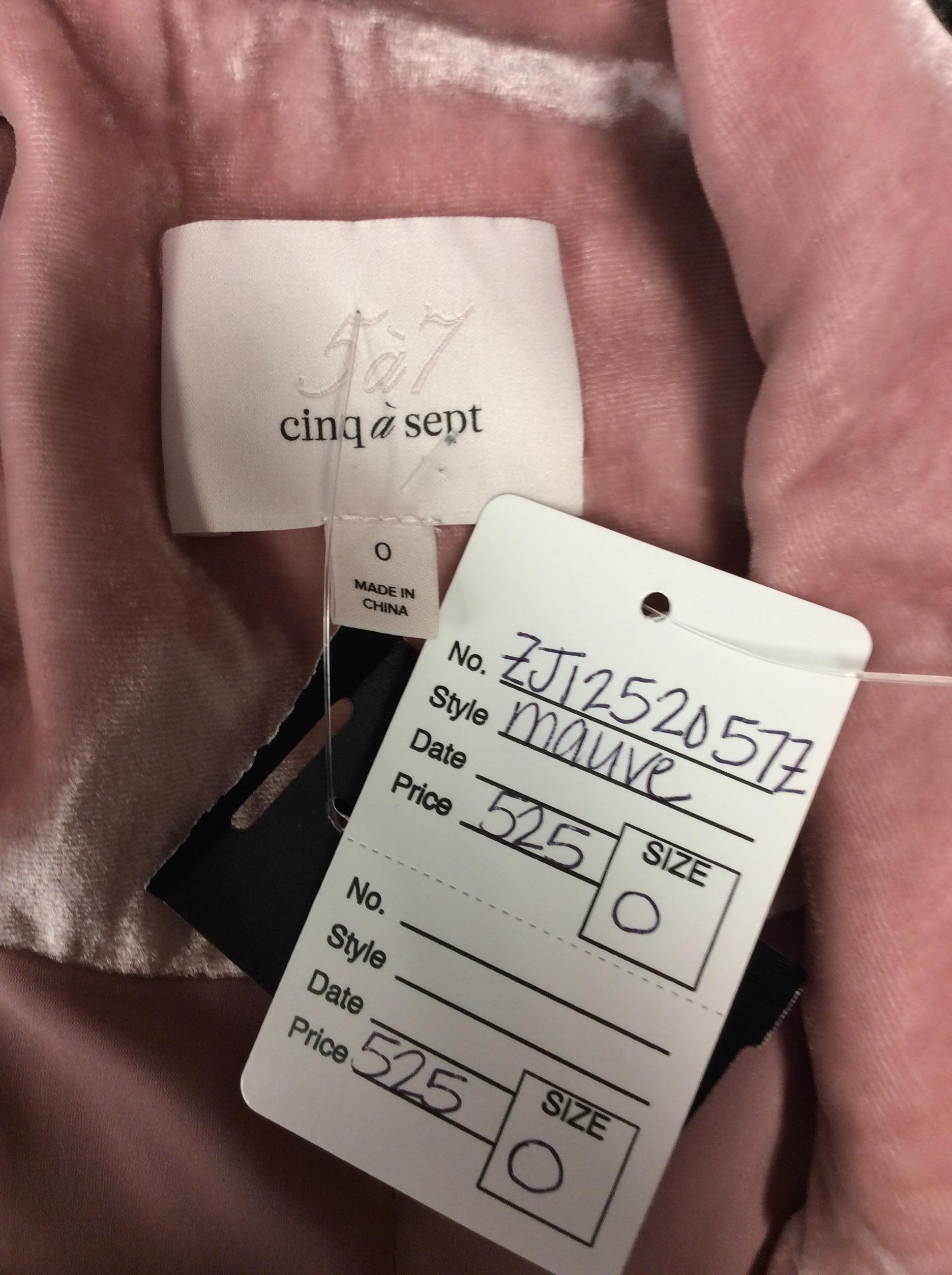 Cinq a Sept Pink Velvet Ruffle Jacket NWT For Sale 2