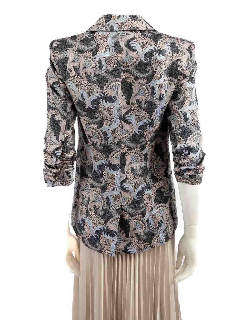 Cinq à Sept Plume Khloe Floral Print Ruched Sleeve Blazer Size XXS In Good Condition For Sale In London, GB