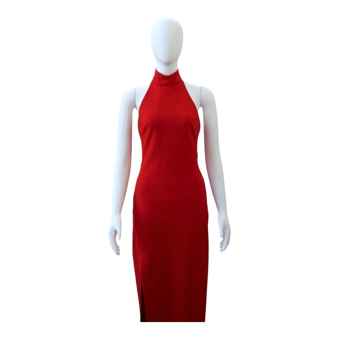 Cinq a Sept Vestido rojo sin espalda y con escote halter Rojo en venta