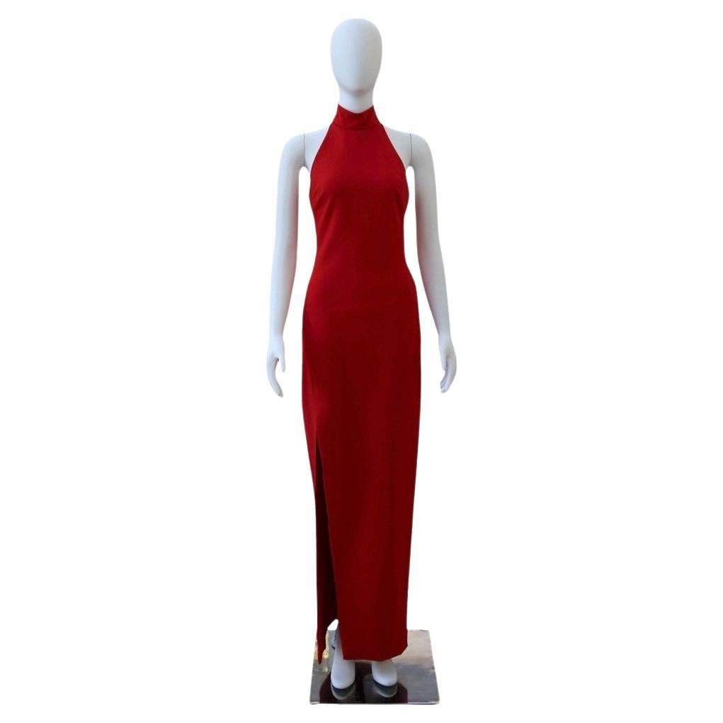 Cinq a Sept Vestido rojo sin espalda y con escote halter en venta