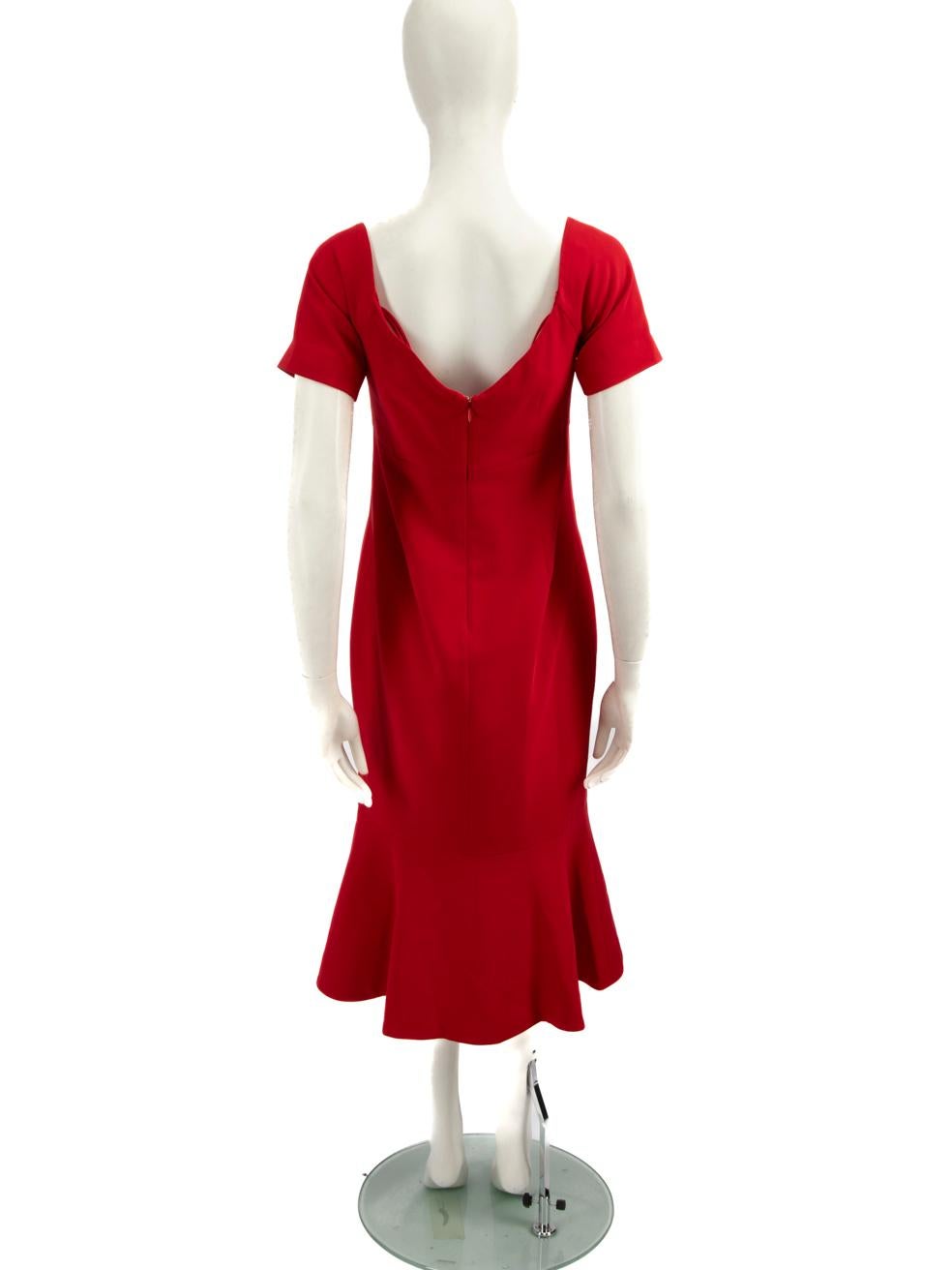 Cinq a Sept Vestido Midi Hombros Al Descubierto Rojo Talla L en Bueno estado para la venta en London, GB