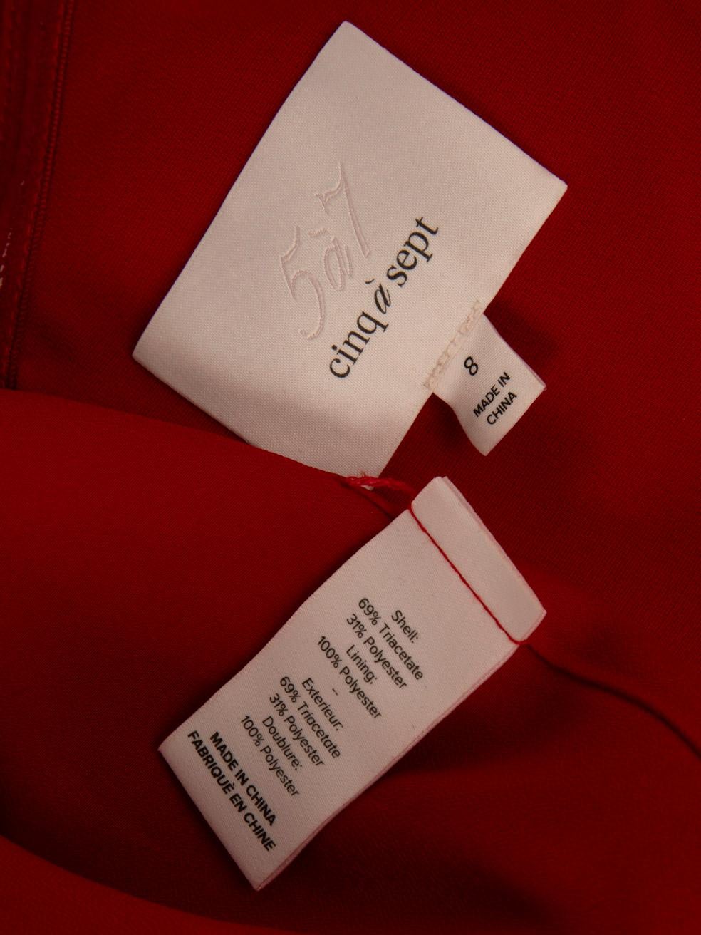 Cinq a Sept Vestido Midi Hombros Al Descubierto Rojo Talla L en venta 2
