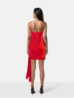 Cinq à Sept Red Silk Knotted Detail Mini Dress Size S