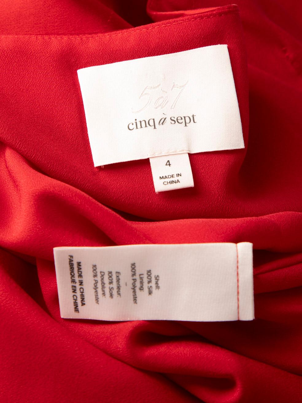 Cinq à Sept Rouge Mini robe en soie à détails noués Taille S en vente 3