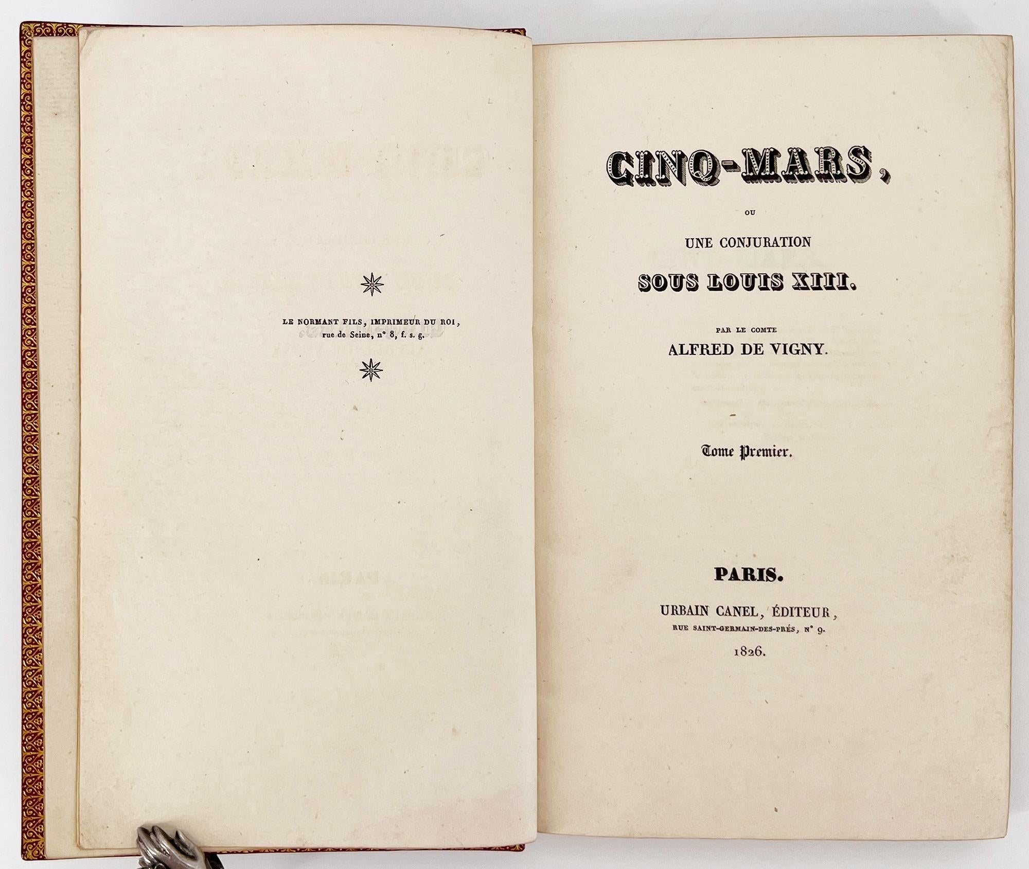Paris: Urbain Canel, Editeur, 1826. Erste Ausgabe. 2 BÄNDER
8vo; 8 3/8 x 5 1/8 Zoll (213 x 130 mm), Bd. 1: [4], 4, 411, 1 [4]; Bd. 2: [4], 4, 494, 1, [4]. Bindung signiert LORTIC in Gold auf Turn-Ins und kleine Tag auf f.e.p., elegante rote Marokko