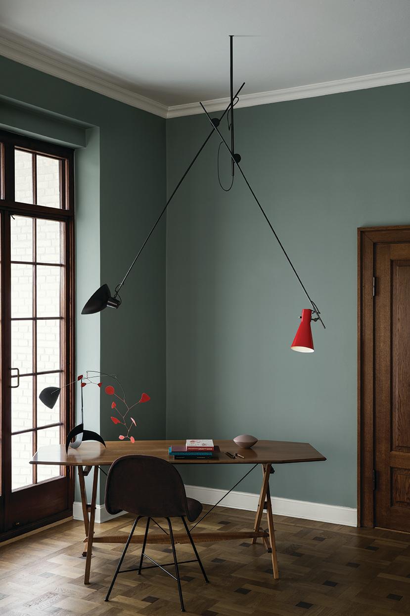 Contemporary Cinquanta Black, White and Brass Suspension Lamp by Vittoriano Viganò for Astep