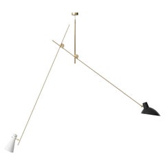 Cinquanta Black, White and Brass Suspension Lamp by Vittoriano Viganò for Astep