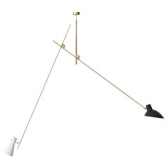 Cinquanta Black, White and Brass Suspension Lamp by Vittoriano Viganò for Astep