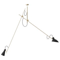 Cinquanta Black, White and Brass Suspension Lamp by Vittoriano Viganò for Astep