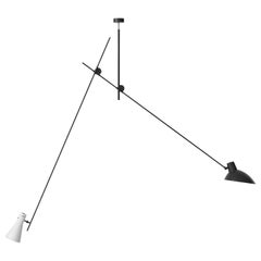 Cinquanta White, Black and Black Suspension Lamp by Vittoriano Vigano for Astep