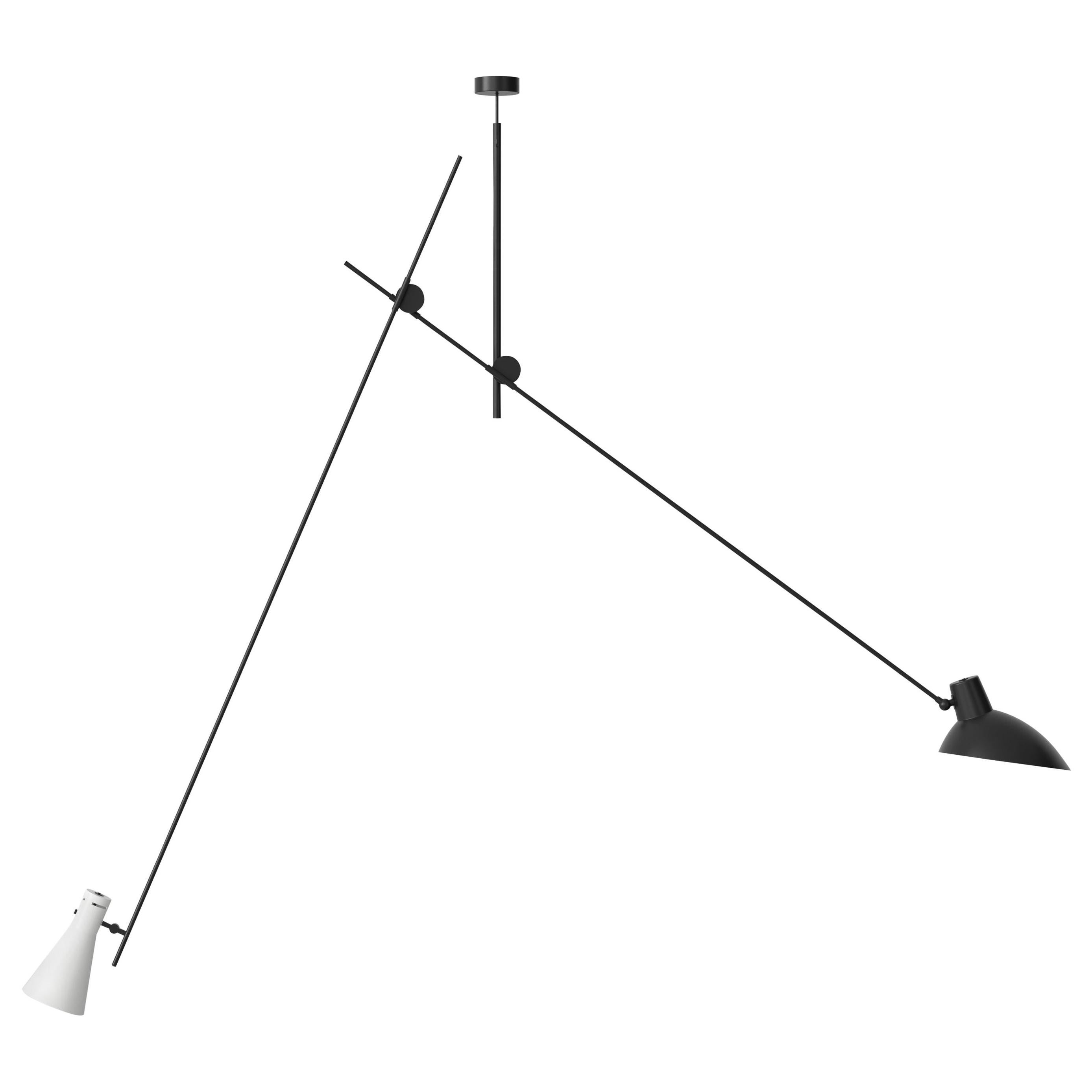 Cinquanta White, Black and Black Suspension Lamp by Vittoriano Vigano for Astep For Sale