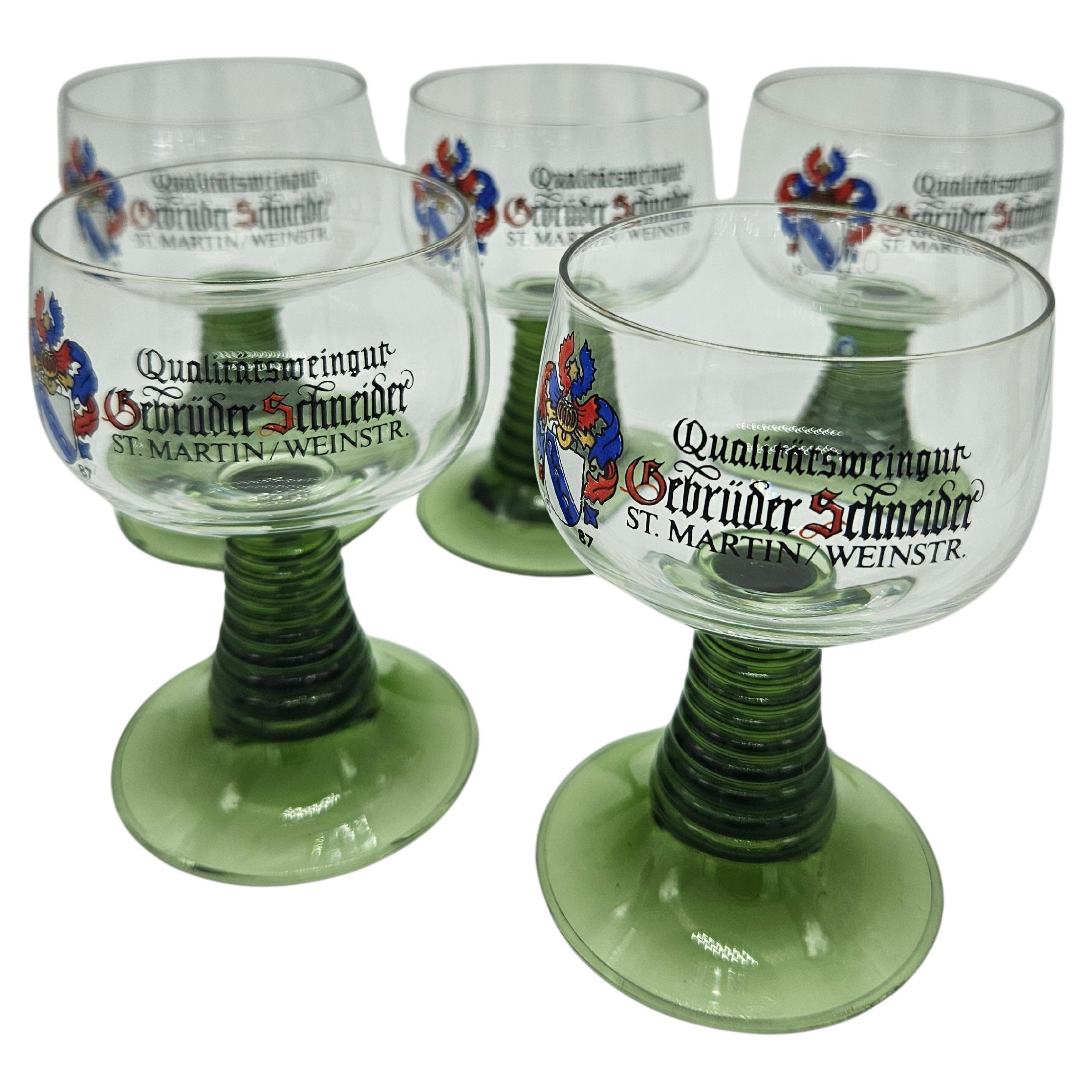 Five decorated glass glasses 20th century Germany