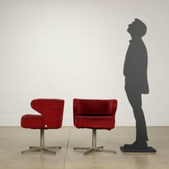 cinque poltroncine 'Poney' Gianni Moscatelli per Formanova Anni 60-70, rosse