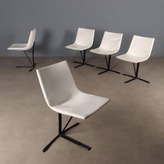 Five 1960s Saporiti Chairs in white leatherette