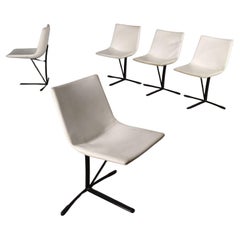 Five 1960s Saporiti Chairs in white leatherette
