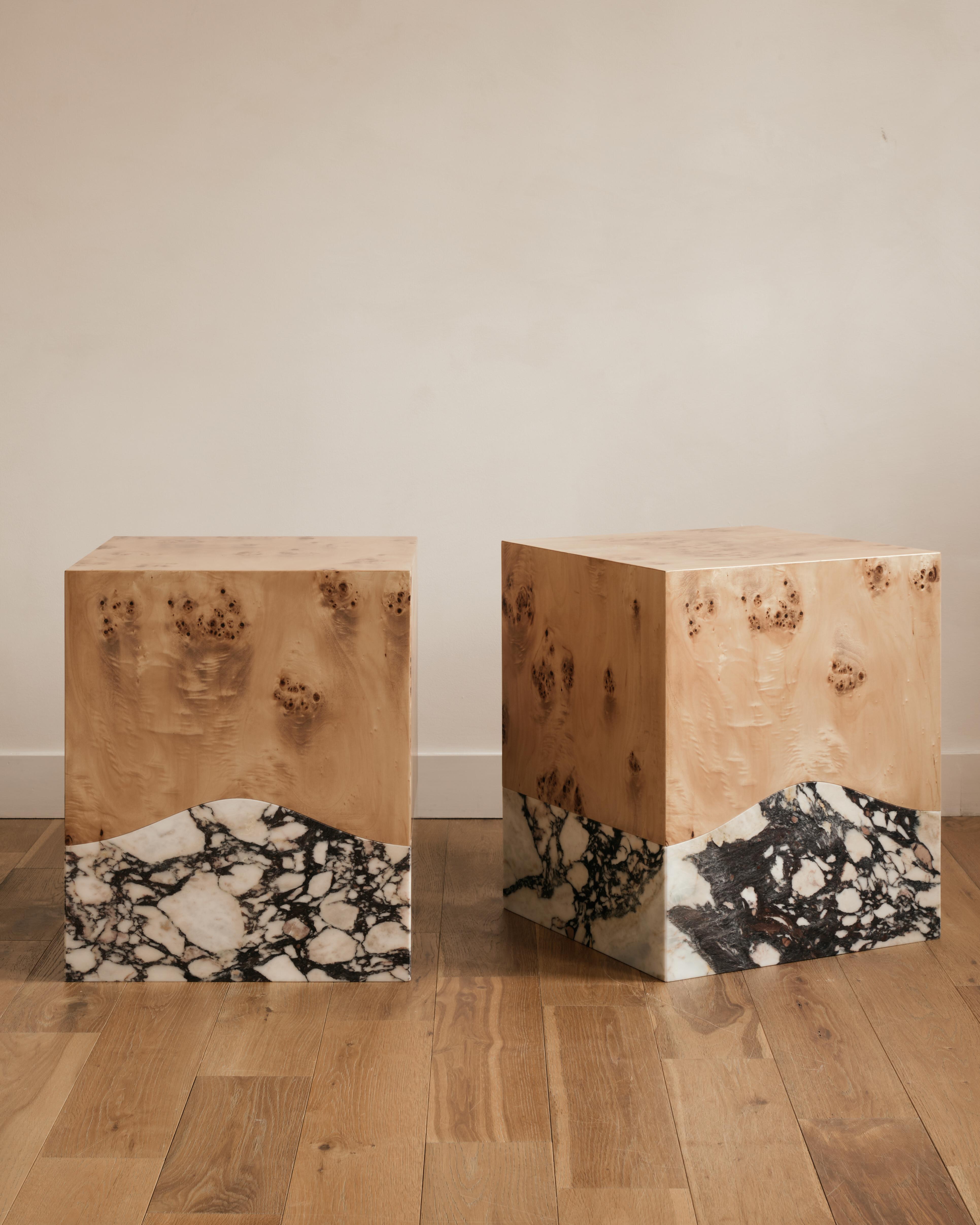 The Cinque Terre side table by Studio Sam London is inspired by the region of Liguria, where the flavours reflect the scent of the sea and wild herbs over the mountains. 
Every piece from our collection is produced by hand by the best artisans in