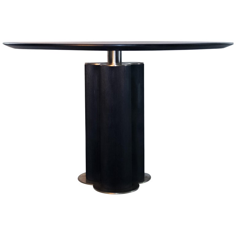 Cinta Charred Oak and Brass Dining Table by ATRA For Sale