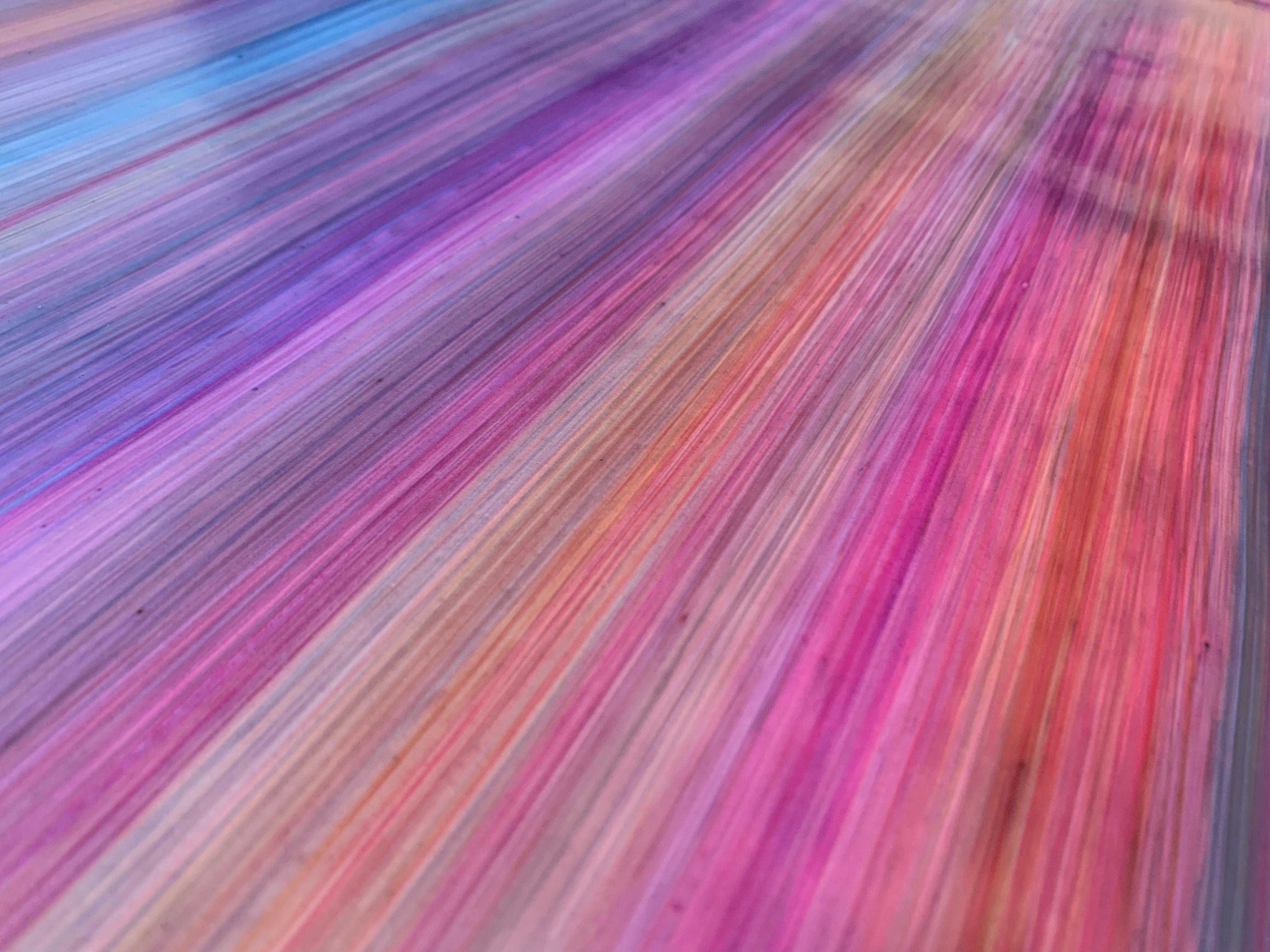 Serie Colores deslizantes, Magenta, Azul y Amarillo, Pintura, Acrílico sobre papel - Abstract Painting Gris de Cintia GarcÃ­a