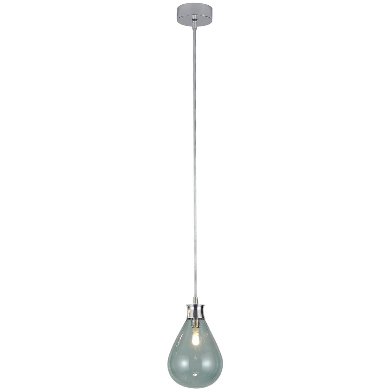 Cintola Pendant by Tom Kirk with Hand Blown Glass in Polished Aluminum 