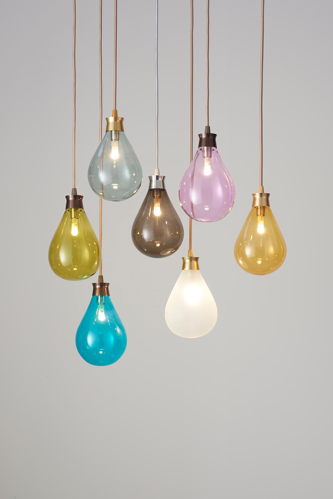 Cintola Pendant UL Listed with Hand Blown Glass in Satin Bronze For Sale 1