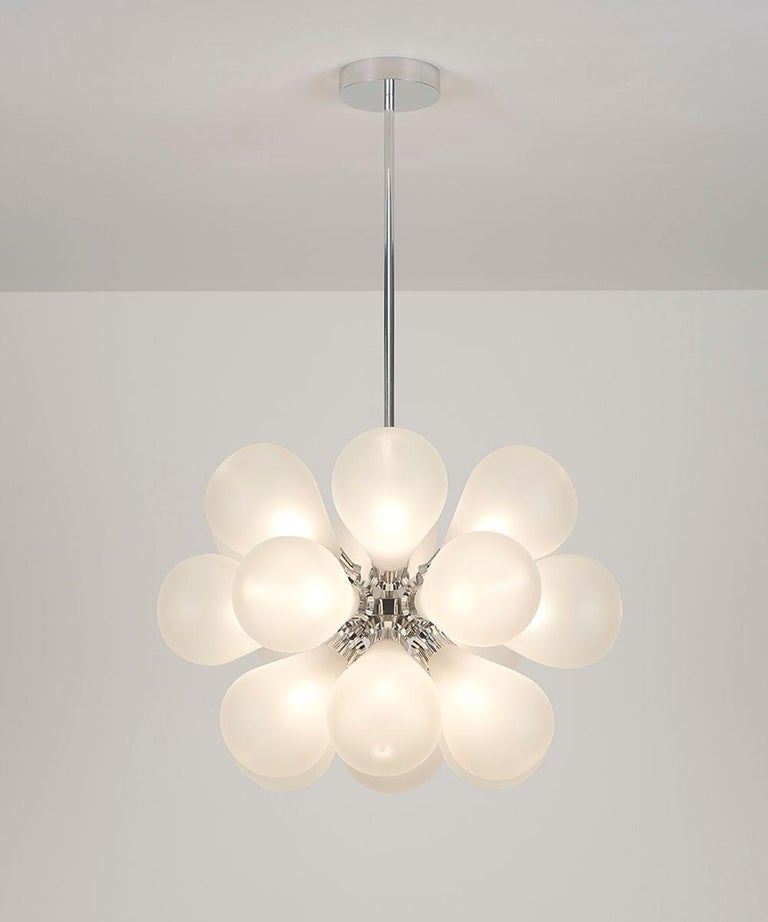 Modern Cintola Maxi Pendant by Tom Kirk with Hand Blown Glass in Polished Aluminum For Sale
