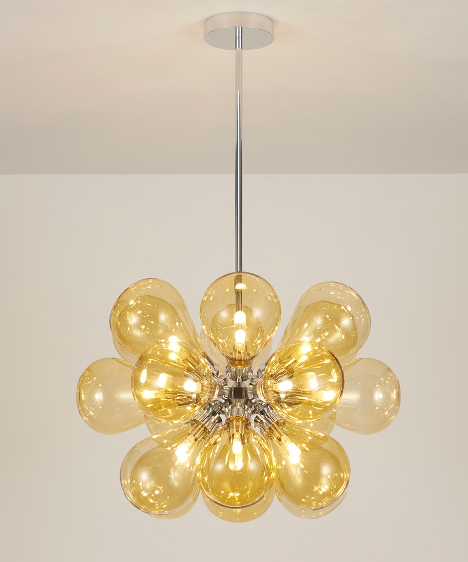 Deco inspired and hand-finished, the Cintola Maxi is a stand-out feature luminaire. Just like the Cintola Pendant, the Maxi Pendant comes in seven different colours to complement your interior scheme. 
The complex body is CNC machined and available