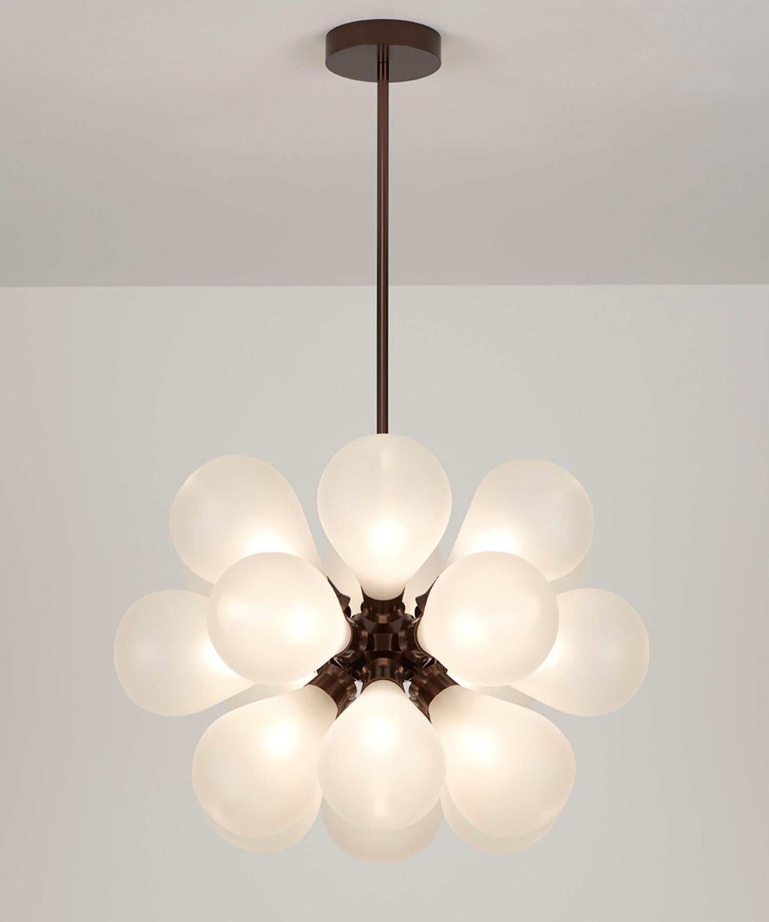 Cintola Maxi Pendant in Polished Aluminium with 18 Handblown Frosted Globes In New Condition For Sale In London, GB