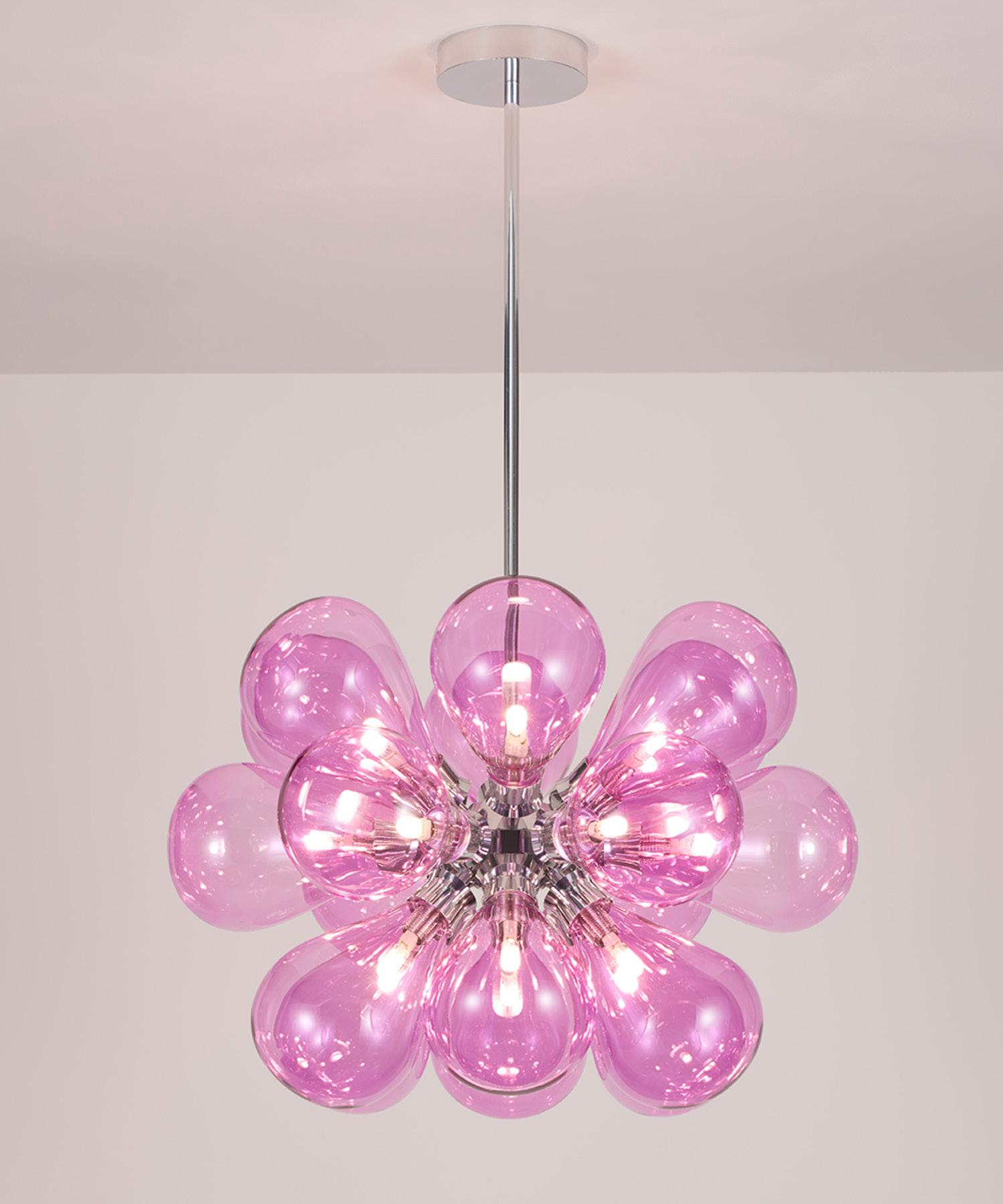 Deco inspired and hand-finished, the Cintola Maxi is a stand-out feature luminaire. Just like the Cintola Pendant, the Maxi Pendant comes in seven different colours to complement your interior scheme. 
The complex body is CNC machined and available