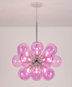 Cintola Maxi Pendant in Polished Aluminium with Rose Glass by Tom Kirk