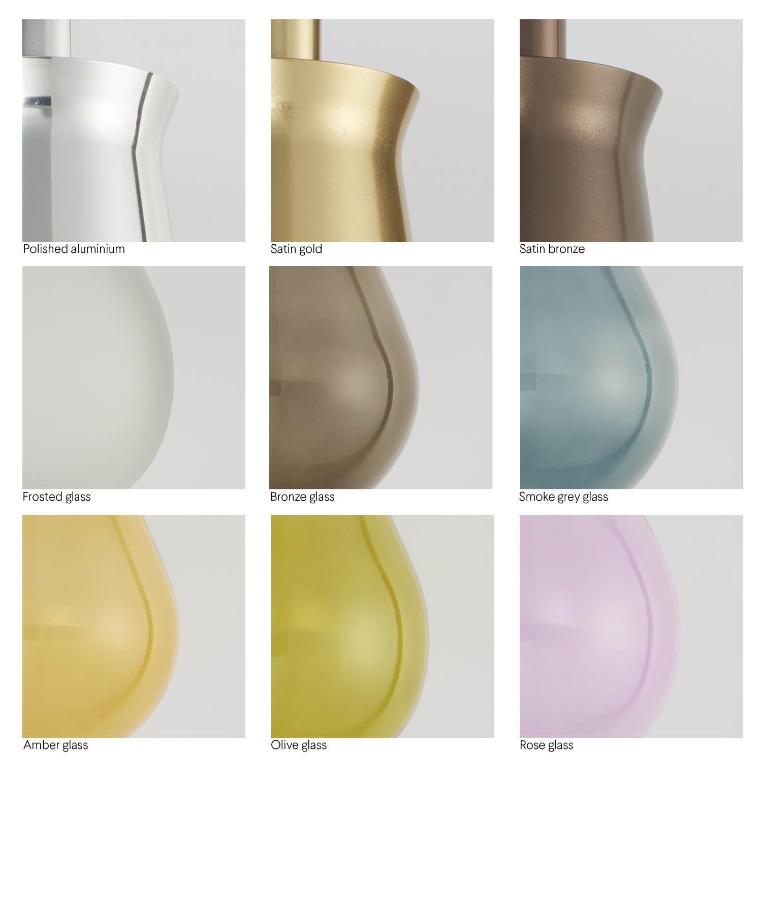 Cintola Maxi Pendant in Polished Aluminium with Rose Glass by Tom Kirk For Sale 3