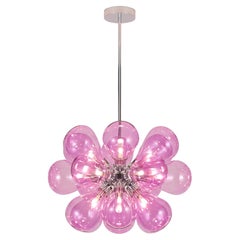 Cintola Maxi-Pendelleuchte aus poliertem Aluminium mit 18 mundgeblasenen Rosenglaskugeln aus poliertem Aluminium
