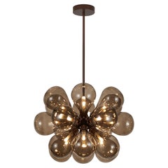 Cintola Maxi Pendant in Satin Bronze with 18 Handblown Bronze Glass Globes