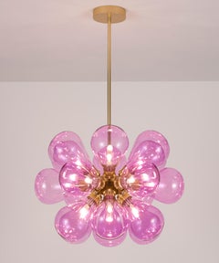 Cintola Maxi Pendant in Satin Gold with Rose Glass by Tom Kirk