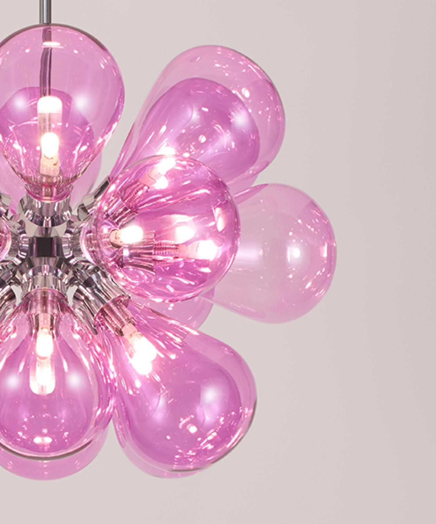 Cintola Maxi Pendant in Satin Gold with Rose Glass by Tom Kirk In New Condition For Sale In London, GB