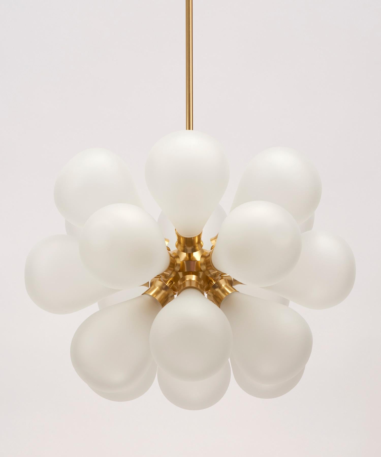 Contemporary Cintola Maxi Pendant in Satin Gold with Rose Glass by Tom Kirk For Sale