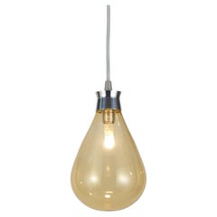 Cintola Pendant in Polished Aluminium with Amber Glass by Tom Kirk
