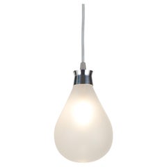 Cintola Pendant in Polished Aluminium with Frosted Glass by Tom Kirk