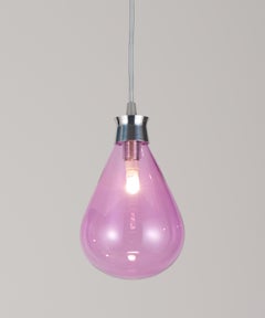 Cintola Pendant in Polished Aluminium with Rose Glass by Tom Kirk