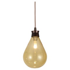 Cintola Pendant in Satin Bronze with Amber Handblown Glass Globe