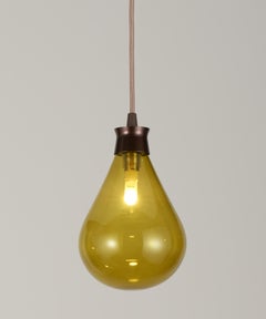 Cintola Pendant in Satin Bronze with Olive Glass by Tom Kirk