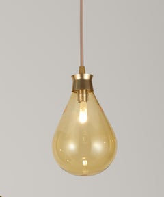 Cintola Pendant in Satin Gold with Amber Glass by Tom Kirk