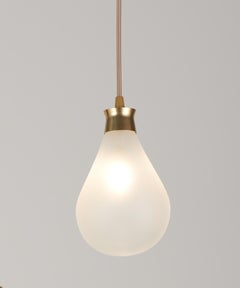 Cintola Pendant in Satin Gold with Frosted Glass by Tom Kirk