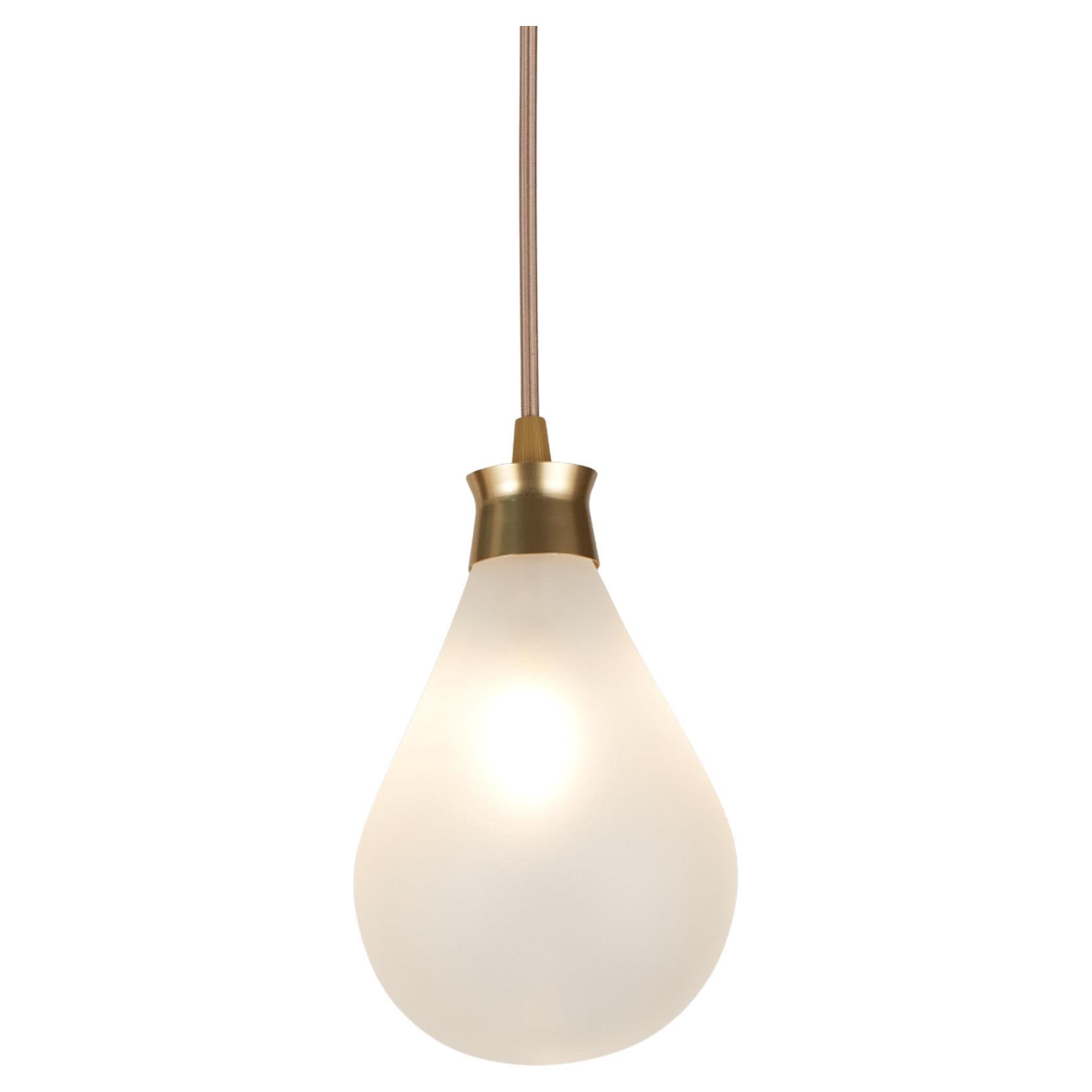 Cintola Pendant in Satin Gold with Frosted Handblown Glass Globe